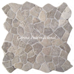 Broken Marble Stone Mosaic Tiles Interlocking, Cremanata Grey Marble