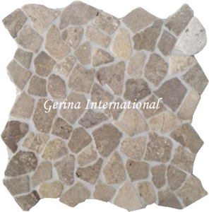 Broken Marble Stone Mosaic Tiles Interlocking, Cremanata Grey Marble
