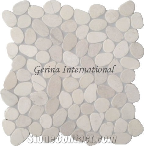Pebble Stone Mosaic Tiles Cut Sliced