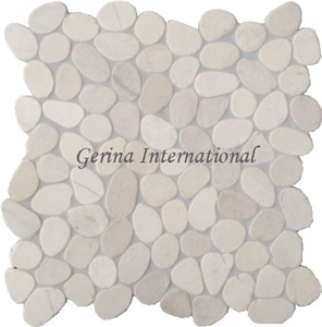 Pebble Stone Mosaic Tiles Cut Sliced