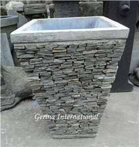 Stone Pot Lempeng Lava, Lava Slices Black Basalt