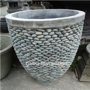 Stone Pot with Pebble Stone
