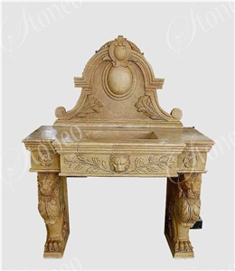 Rozwa Mariana Natural Stone Carved Vanity Top, Beige Marble