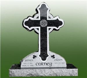 Blue Granite Cross Tombstone