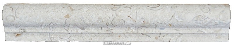 Atlantic Shell Stone Chair Rail, Beige Limestone