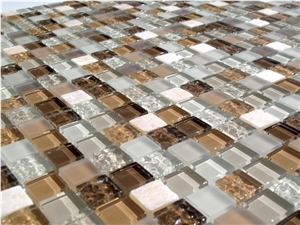 Taupe Glass & Stone Mix Mosaic Taupe Glass & Stone Mix Mosaic