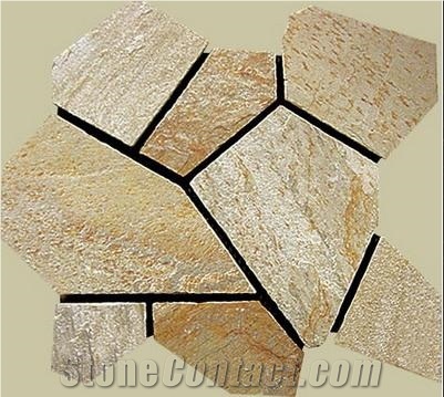 Irregular Slate Flag Paving Stone, Yellow Slate Paving Stone