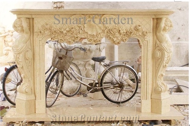 Smart Garden Fireplace; Fireplace, Yellow Marble Fireplace