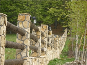 Yellow Decorative Mossy Stone, Yellow Gneiss Building, Walling