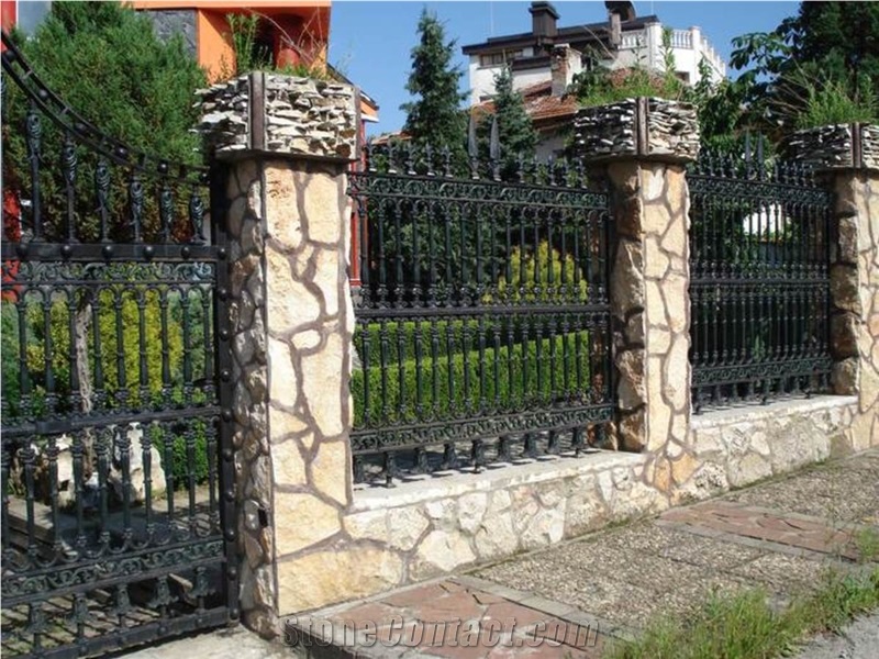 Yellow Decorative Mossy Stone, Yellow Gneiss Building, Walling
