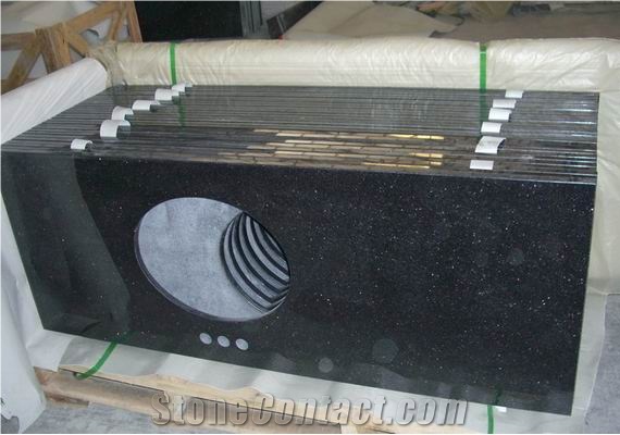 Decorative Black Galaxy Vanity Tops, Black Granite Vanity Tops