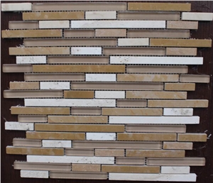 Light Emperador Stone Glass Mosaic Tile Pattern, Brown Marble Glass Mosaic