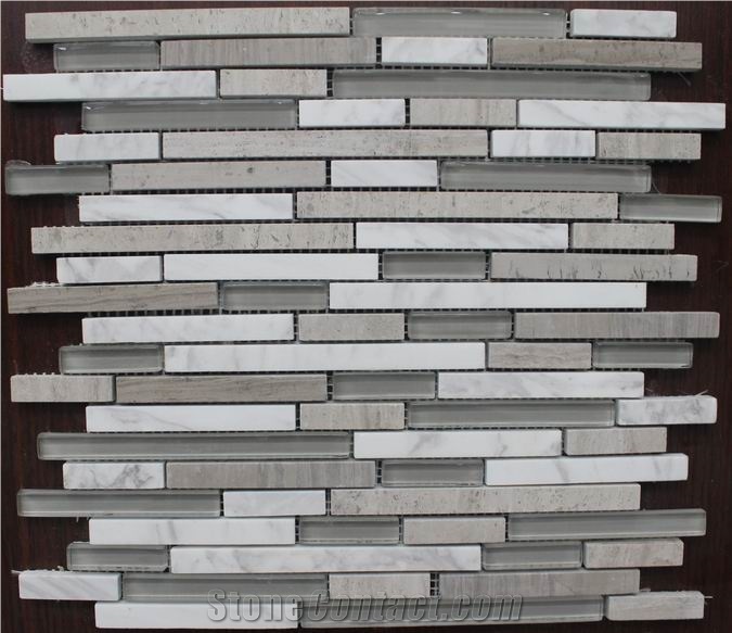 Light Emperador Stone Glass Mosaic Tile Pattern, Brown Marble Glass Mosaic