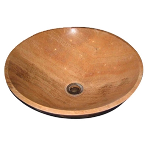Small Yellow Serpegiante Vessel Sink Bowl, Yellow Marble Vessel Sink