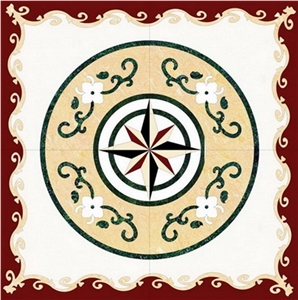 Square Marble Inlay Medallion with Unique Design