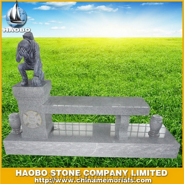 American Bench Firemen Monuments, G603 Light Grey Granite Memorials,Cremation Pedestals