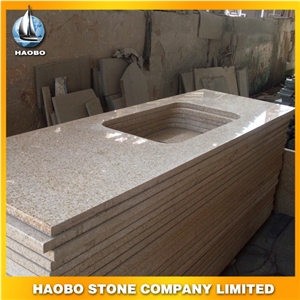 Chinese Rusty Yellow Granite G682, Shangdong Yellow, Kitchen Countertop with Cut Out, Building Projects Cheap Countertops, China Factory Direct