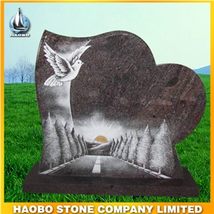 Line Carving Headstone Heart Headstone