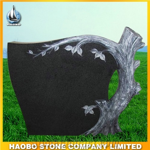 Tree Carving Headstone Grey Granite Monument