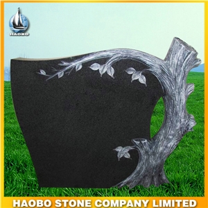 Tree Carving Headstone Grey Granite Monument