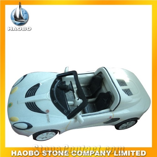 White Stone Car Sculpture
