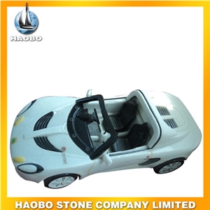 White Stone Car Sculpture