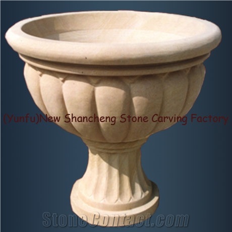 Beige Marble Flower Pot