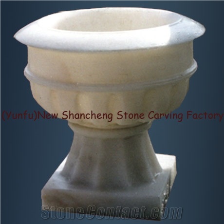 White Marble Carved Flower Pot