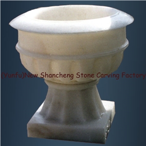 White Marble Carved Flower Pot White Marble Carved Flower Pot