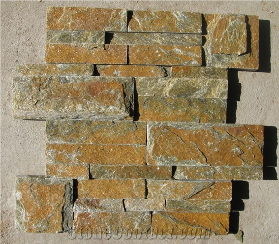 Golden Quartzite Cultured Stone, Golden Yellow Quartzite Cultured Stone