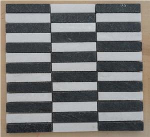White and Black Quartzite Mosiac, White