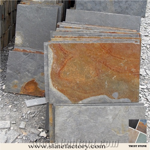 Golden Slate Tile for Wall Cladding, China Yellow Slate