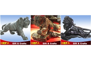 Jade Lion & Tiger Statue, Hua an Jade/Ink Jade Green Marble Artifacts, Handcrafts