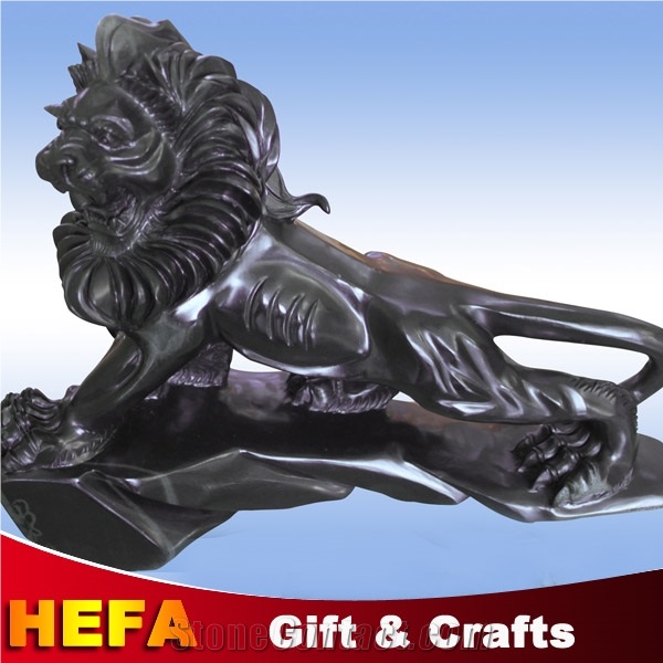 Jade Lion & Tiger Statue, Hua an Jade/Ink Jade Green Marble Artifacts, Handcrafts