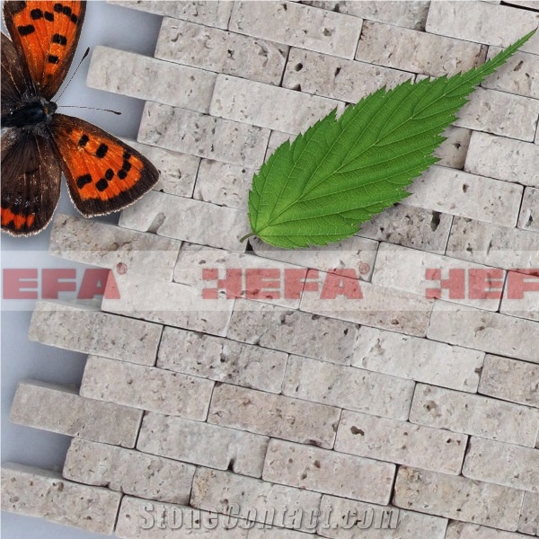 Travertine Mosaic Tile Borders XMD015T, Silver Grey Travertine Mosaic