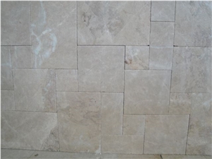 Sandblasted & Brushed Marble Pattern, Saruhanli Beige Marble Cobble, Pavers