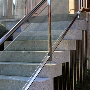 Massive Granite Stairs, Gris Perla Blanco Grey Granite Massive Granite Stairs, Gris Perla Blanco Grey Granite