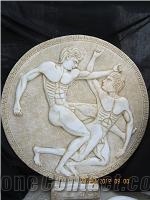 Marble Carved Embossment, Relief, Dionysos White Marble