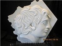 Marble Carved Embossment, Relief, Dionysos White Marble