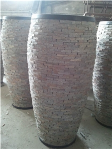 Grey Slate Flower Pot