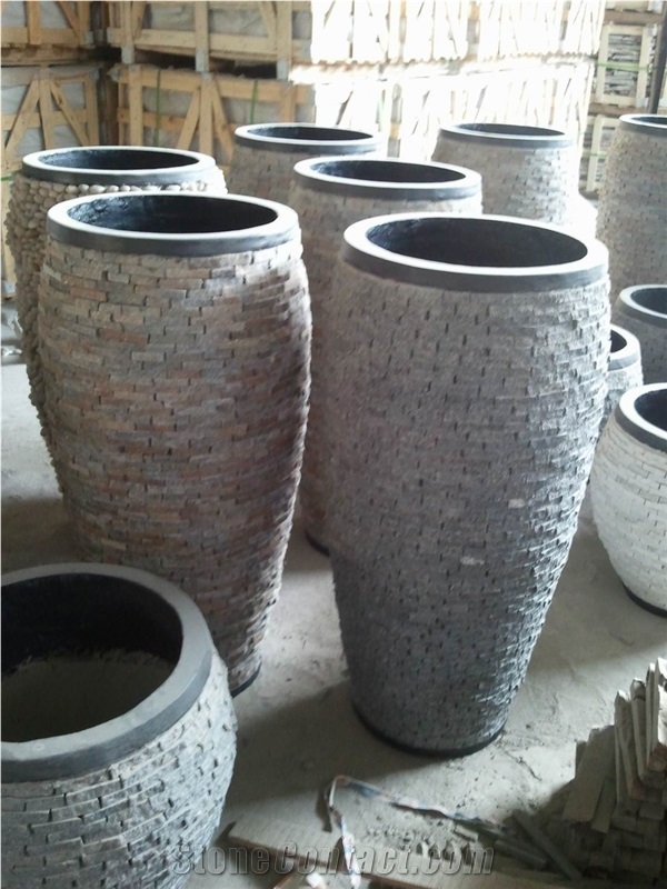 Grey Slate Flower Pot