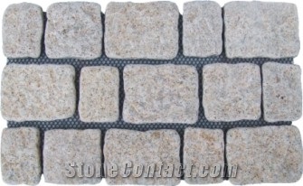 Slate Paving on Mesh, Beige Slate Cobble, Pavers