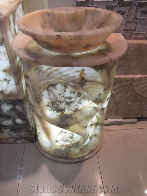 Alabaster Lamps, Stone Decors, Persian Beige Alabaster Home Decor