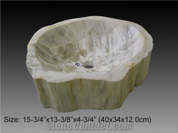 Fossil Wood Marble Sink, Fossil Wood Yellow Marble Sink