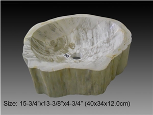 Fossil Wood Marble Sink, Fossil Wood Yellow Marble Sink