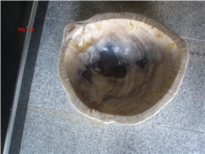 Fossil Wood Marble Sink, Fossil Wood Yellow Marble Sink