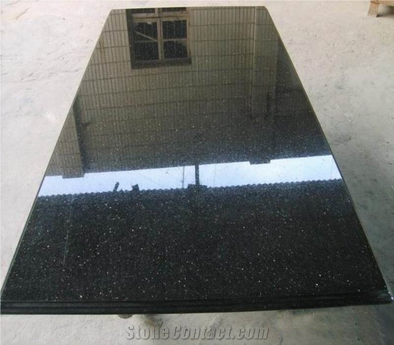 Polished Indian Black Galaxy Kitchen Countertop Island Top