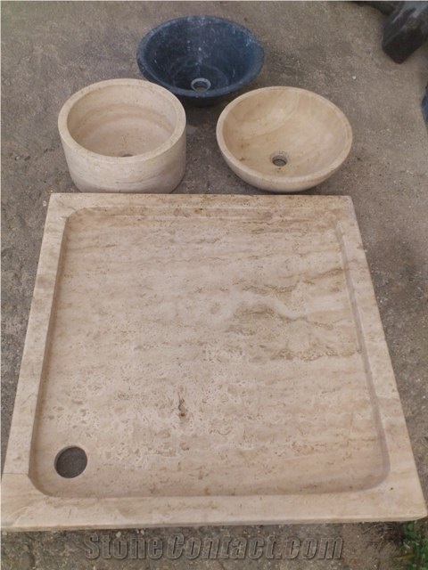 Travertine Shower Tray, Afyon Gold Yellow Travertine