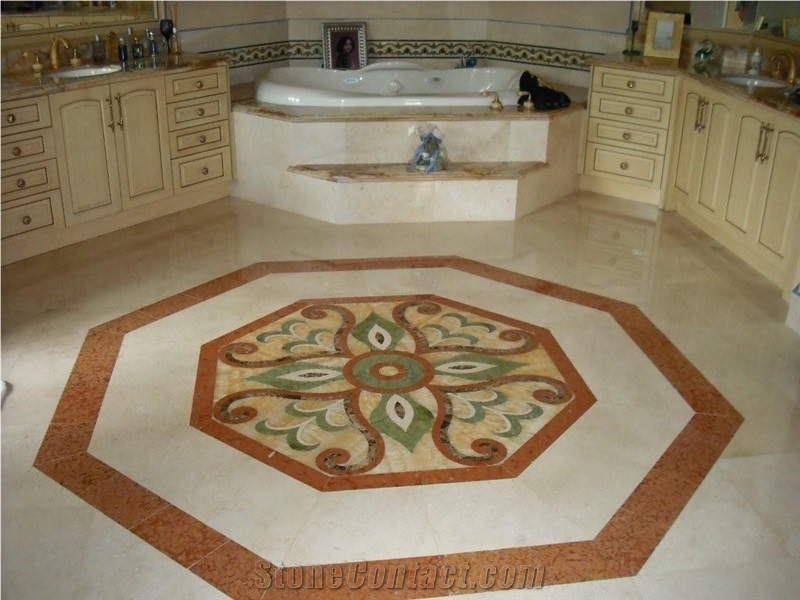 Rosso Verona and Botticino Semi Classico Waterjet, Rosso Verona ,Botticino Semi Classico Marble Medallion