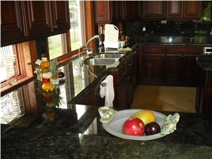 Verde Ubatuba Granite Counter Top, Green Granite Kitchen Countertops
